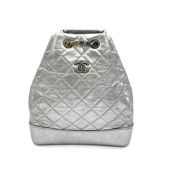 CHANEL Aged Calfskin Quilted Small Gabrielle Backpack Black White