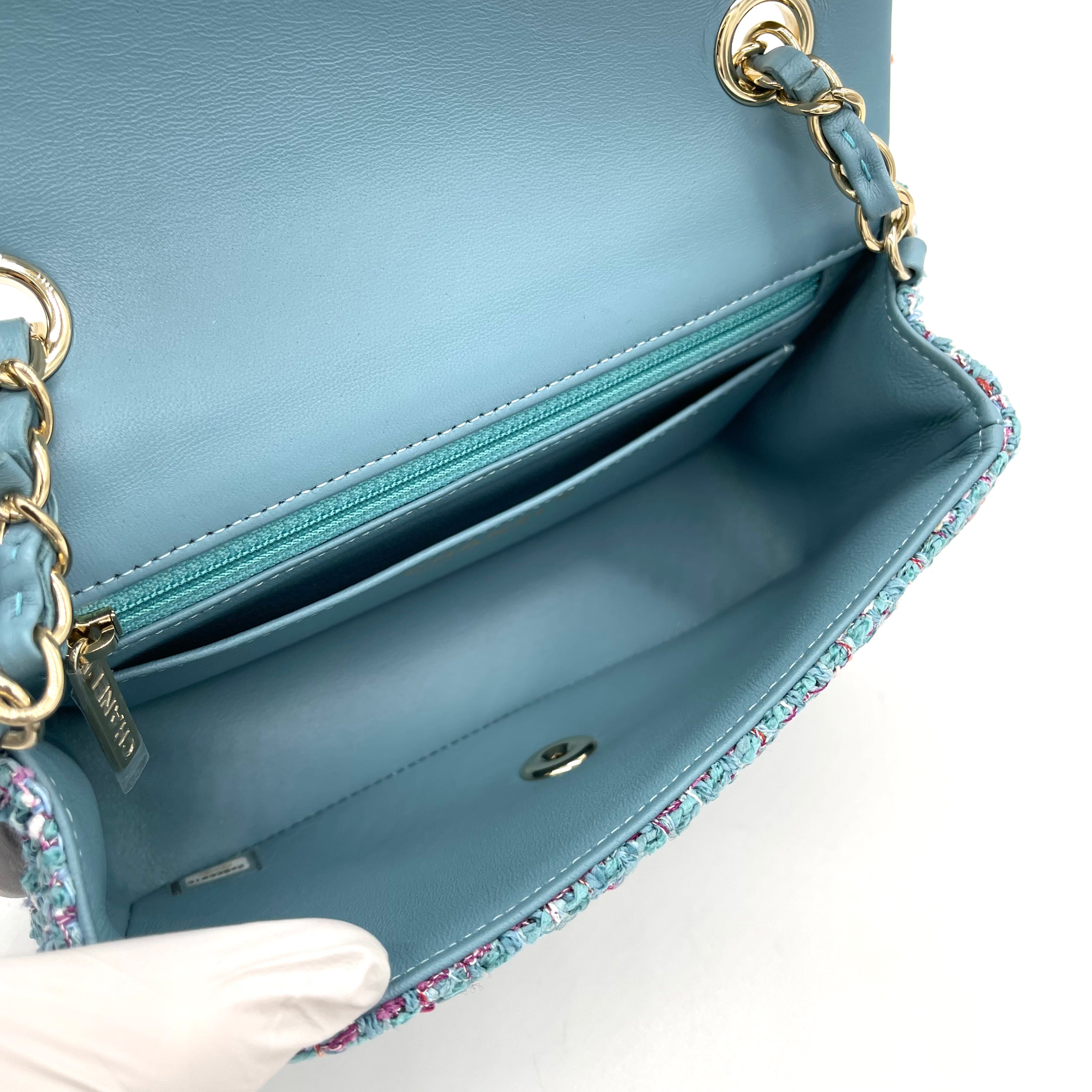 CHANEL Mini Rectangular Flap Bag in 21S Blue Tweed
