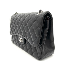 CHANEL Lambskin Quilted Jumbo Double Flap Black