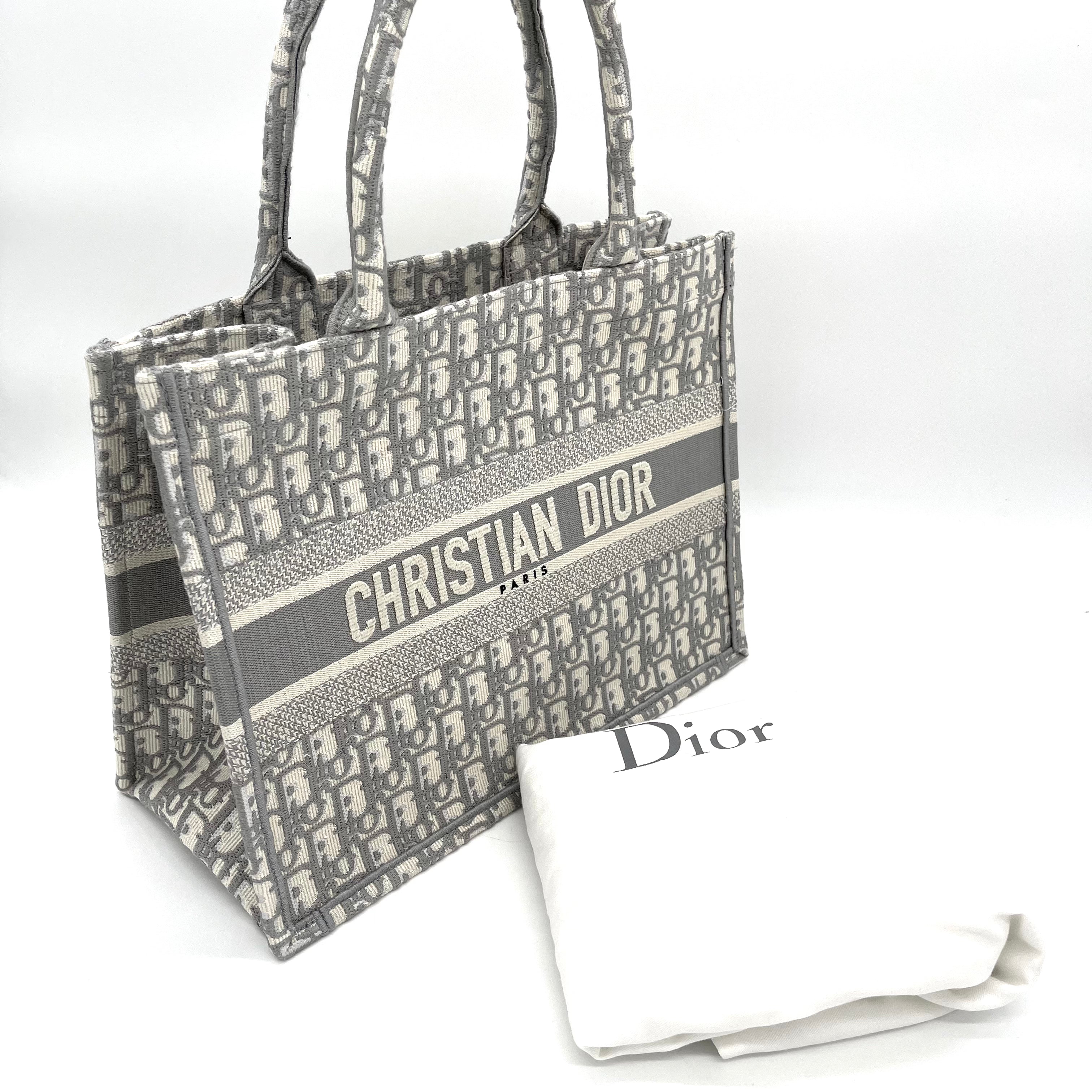 Christian Dior Book Medium Oblique Embroidery Tote Bag