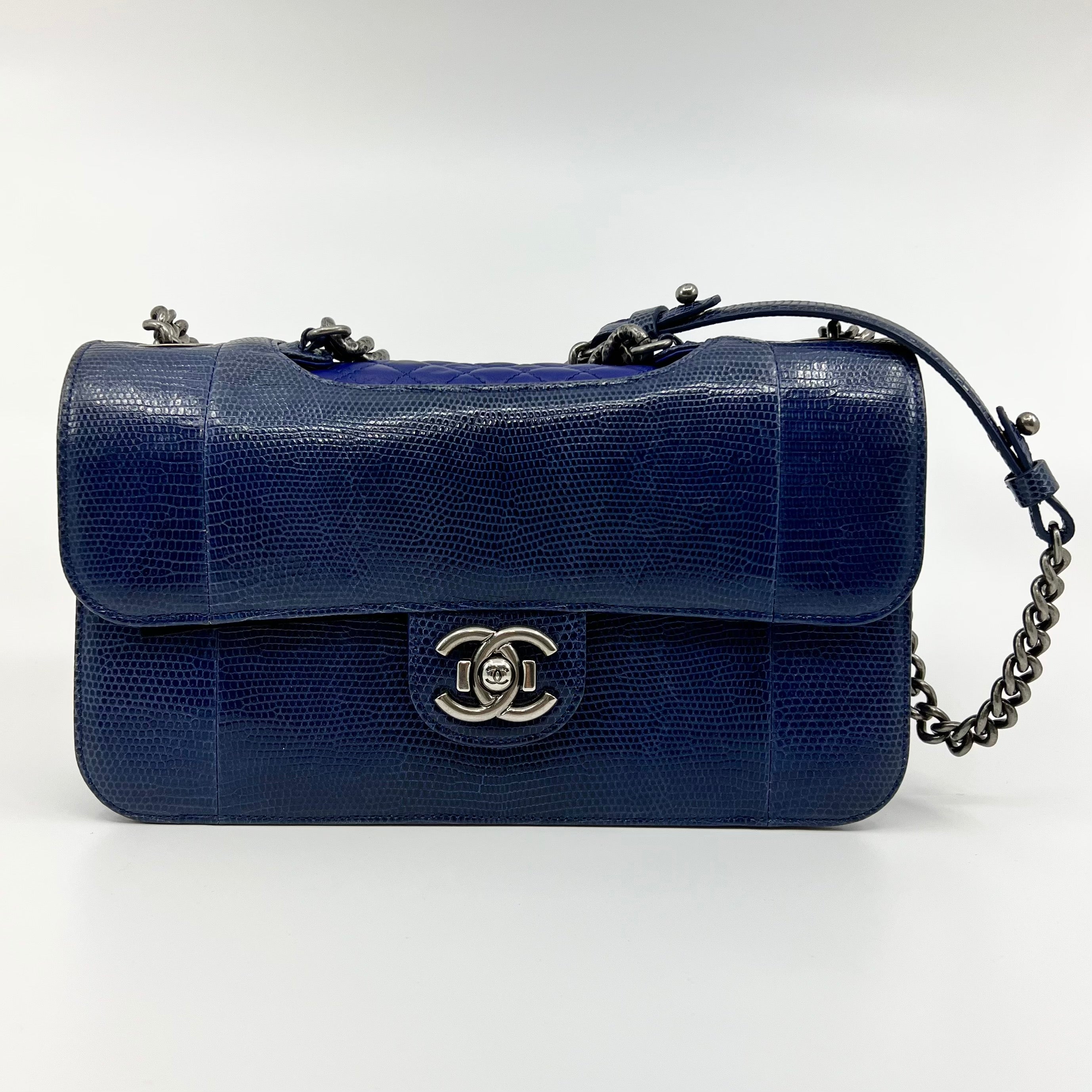 Chanel Alligator Mini Classic Flap Bag Blue