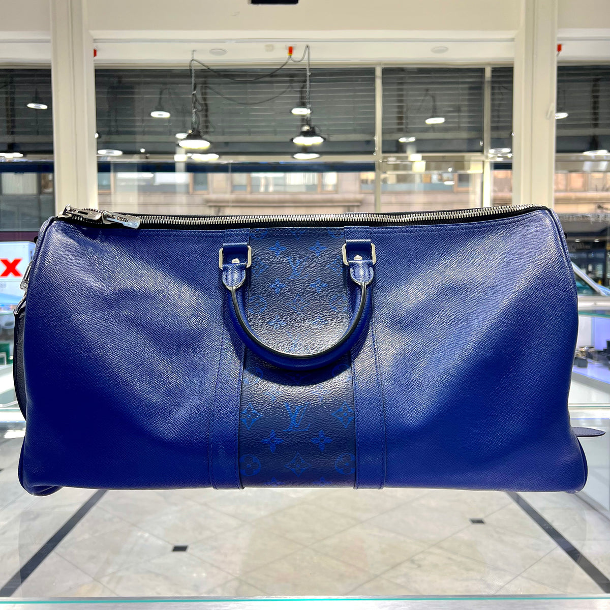 LOUIS VUITTON Epi Leather Blue Keepall 50 Travel Bag