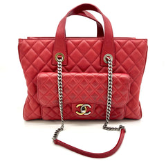 Chanel Casual Pocket Shopping Tote Quilted Goatskin Large