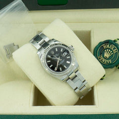 ROLEX Lady Datejust 26 Black Dial  steel Oyster Bracelet