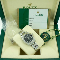 ROLEX Lady Datejust 26 Black Dial  steel Oyster Bracelet