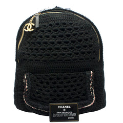 CHANEL 2017 Crochet Cayo Coco Black Backpack