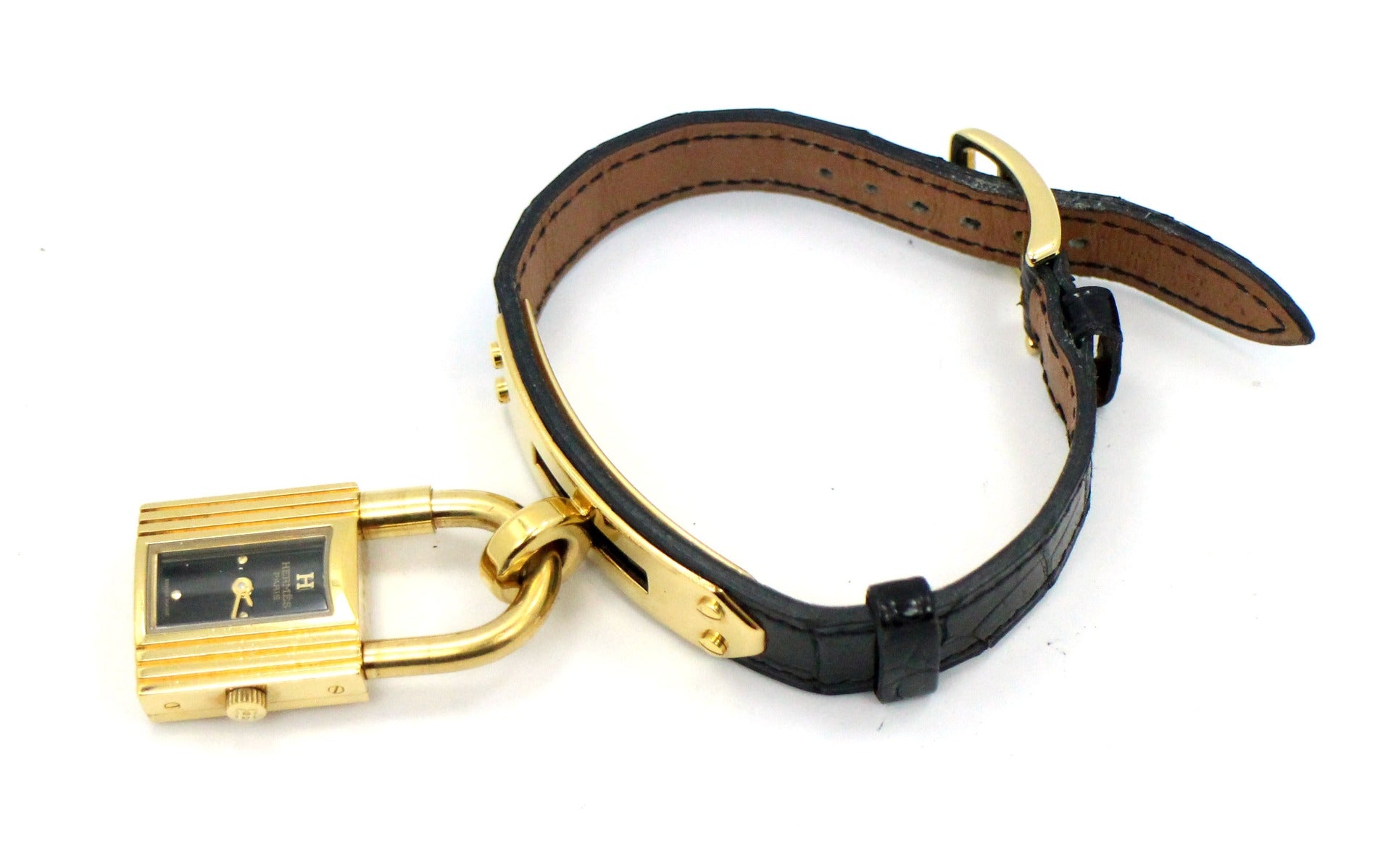 Kelly alligator belt Hermès Black size M International in Alligator -  23639630