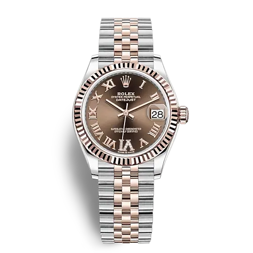 신상품 2022년 1월 26일 구매 날짜 ROLEX 278271-0004 Datejust 31 초콜릿 로마 다이아몬드 다이얼 오토매틱 여성용 스틸 및 18Kt Everose Gold Jubilee 시계
