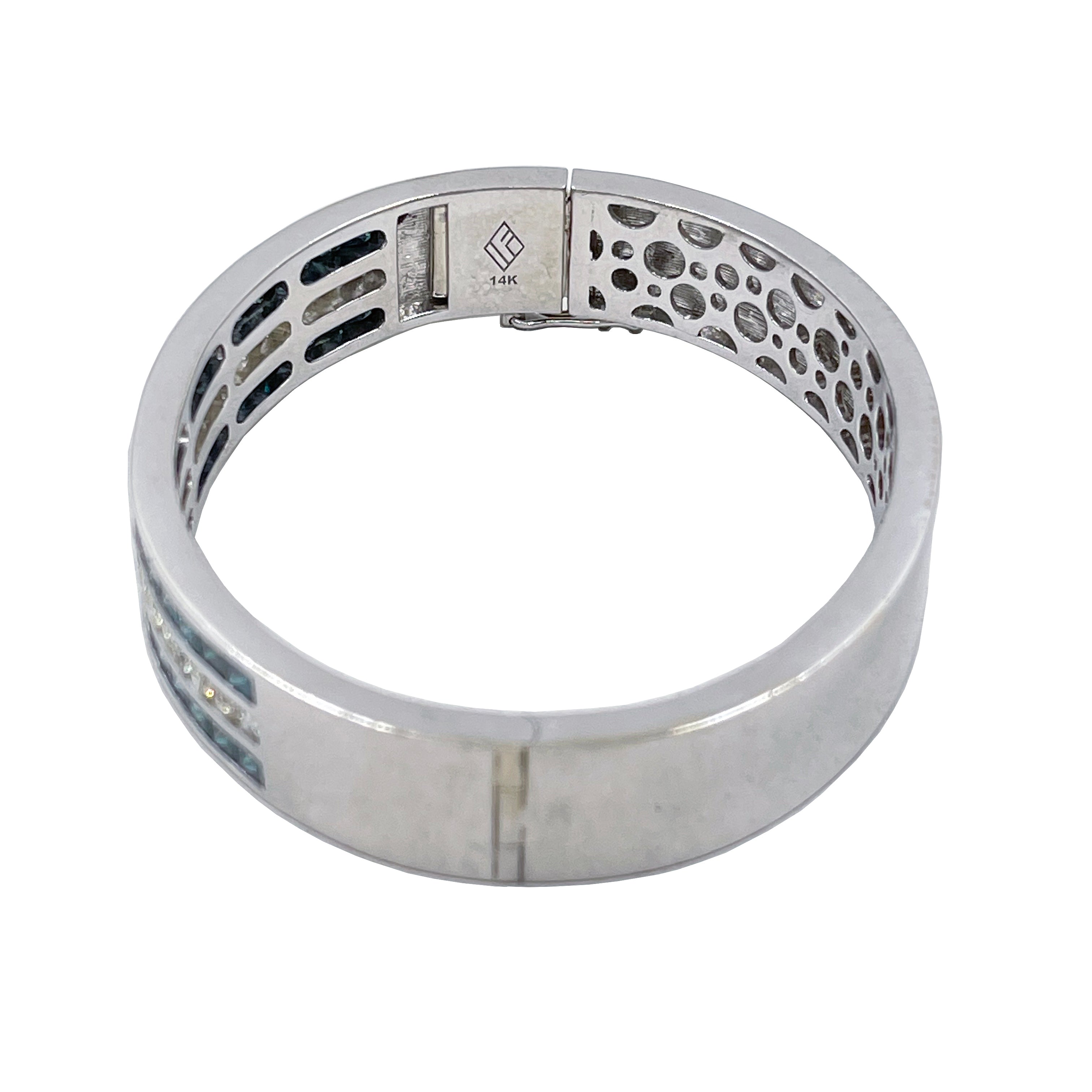 14K White Gold Bracelet with Diamond and Sapphire Set