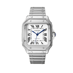 SANTOS DE CARTIER WATCH Medium model, automatic movement, steel, interchangeable metal and leather bracelets$6,800.00 + sales tax