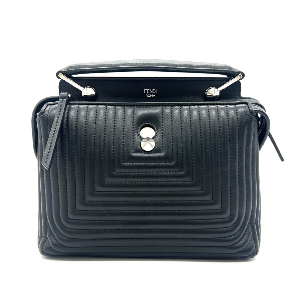 FENDI black quilted leather DOTCOM CLICK SMALL Shoulder Bag