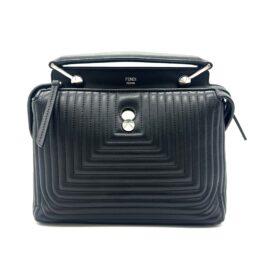 FENDI black quilted leather DOTCOM CLICK SMALL Shoulder Bag