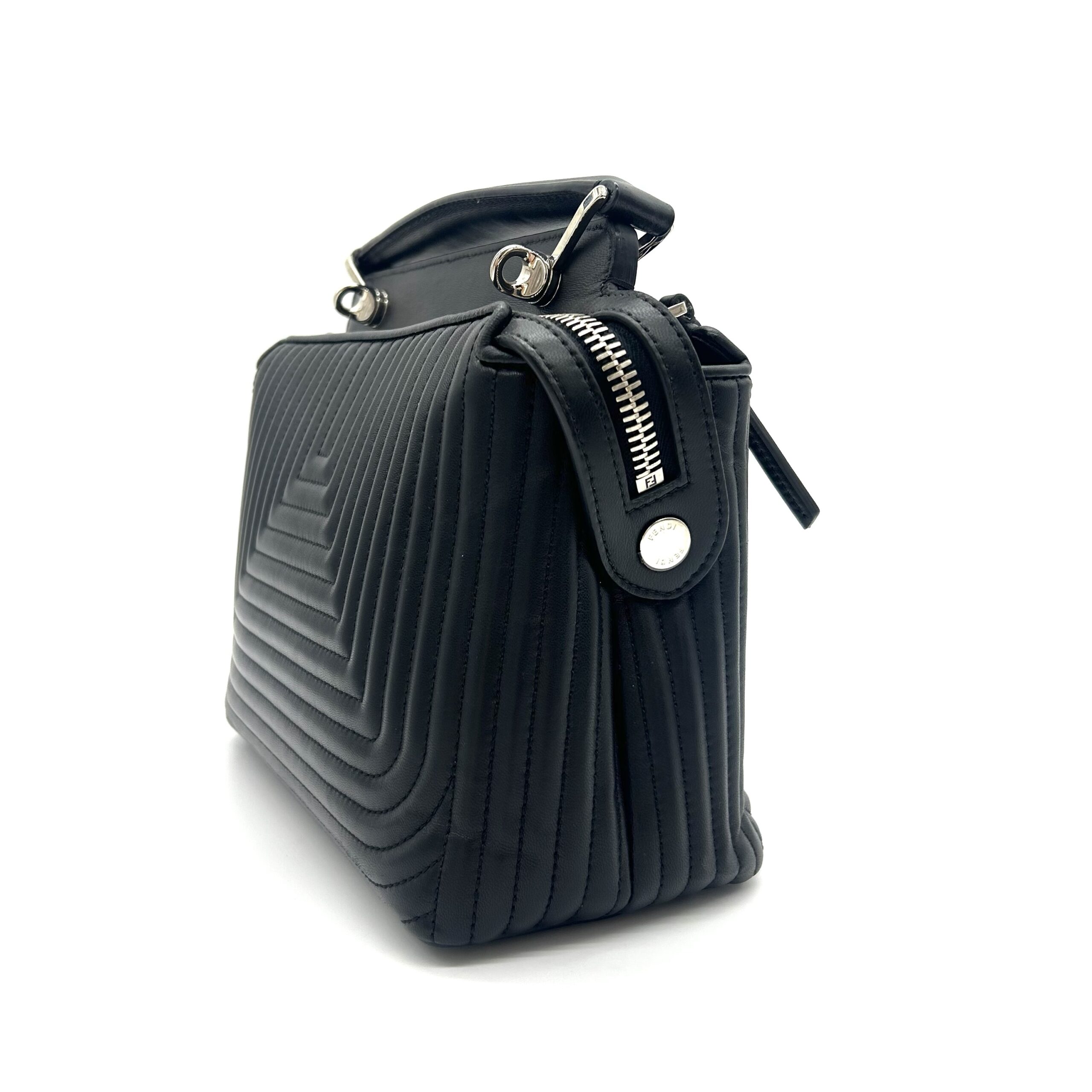 FENDI black quilted leather DOTCOM CLICK SMALL Shoulder Bag - Image 5