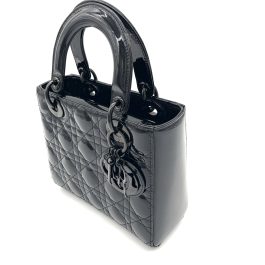 Christian Dior Small Lady Dior Patent Leather Bag – Black