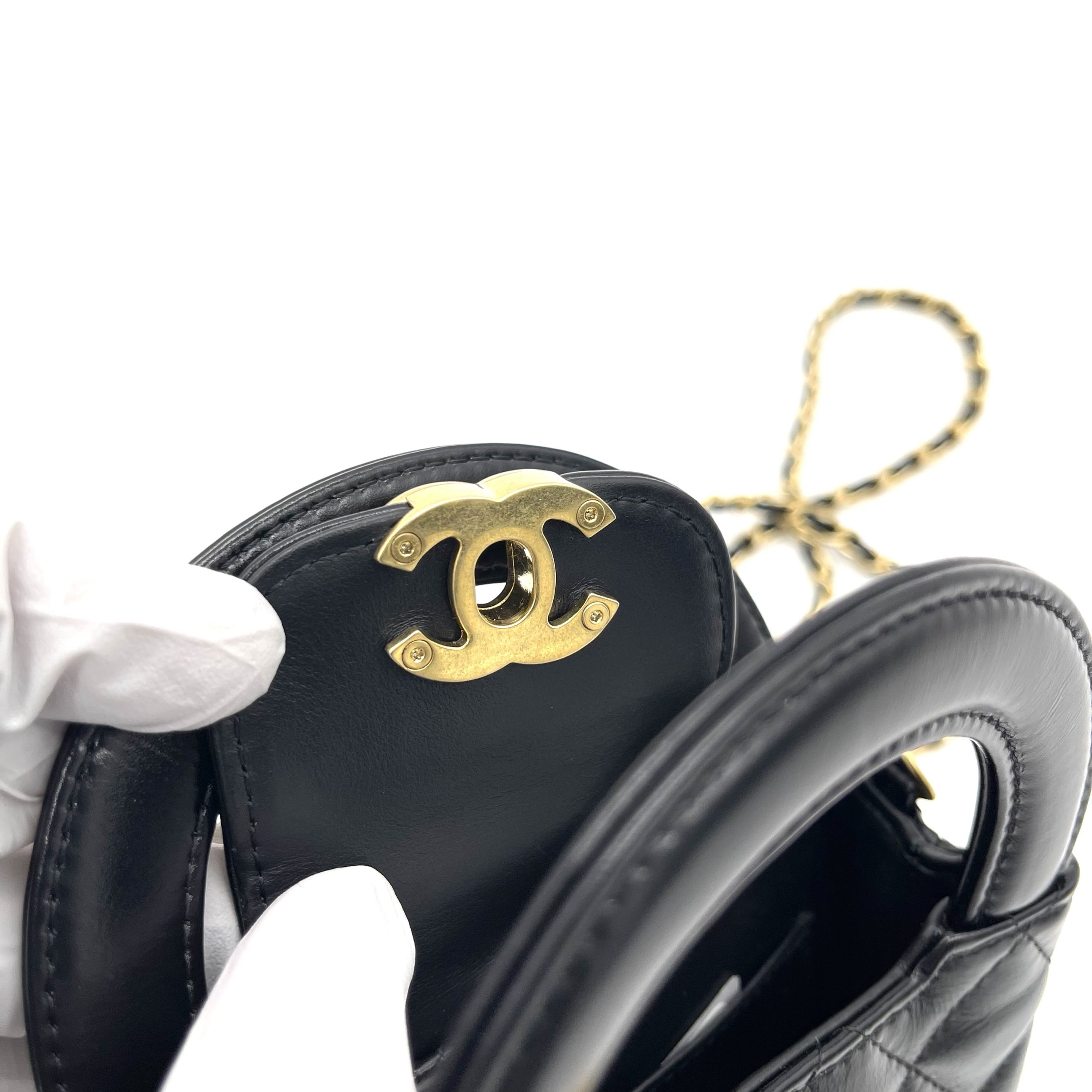 CHANEL Shiny Aged Calfskin Quilted Mini Nano Kelly Shopper Black - Image 10