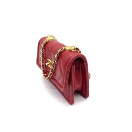CHANEL Extra Mini Flap Bag in Red Shiny Quilted Lambskin