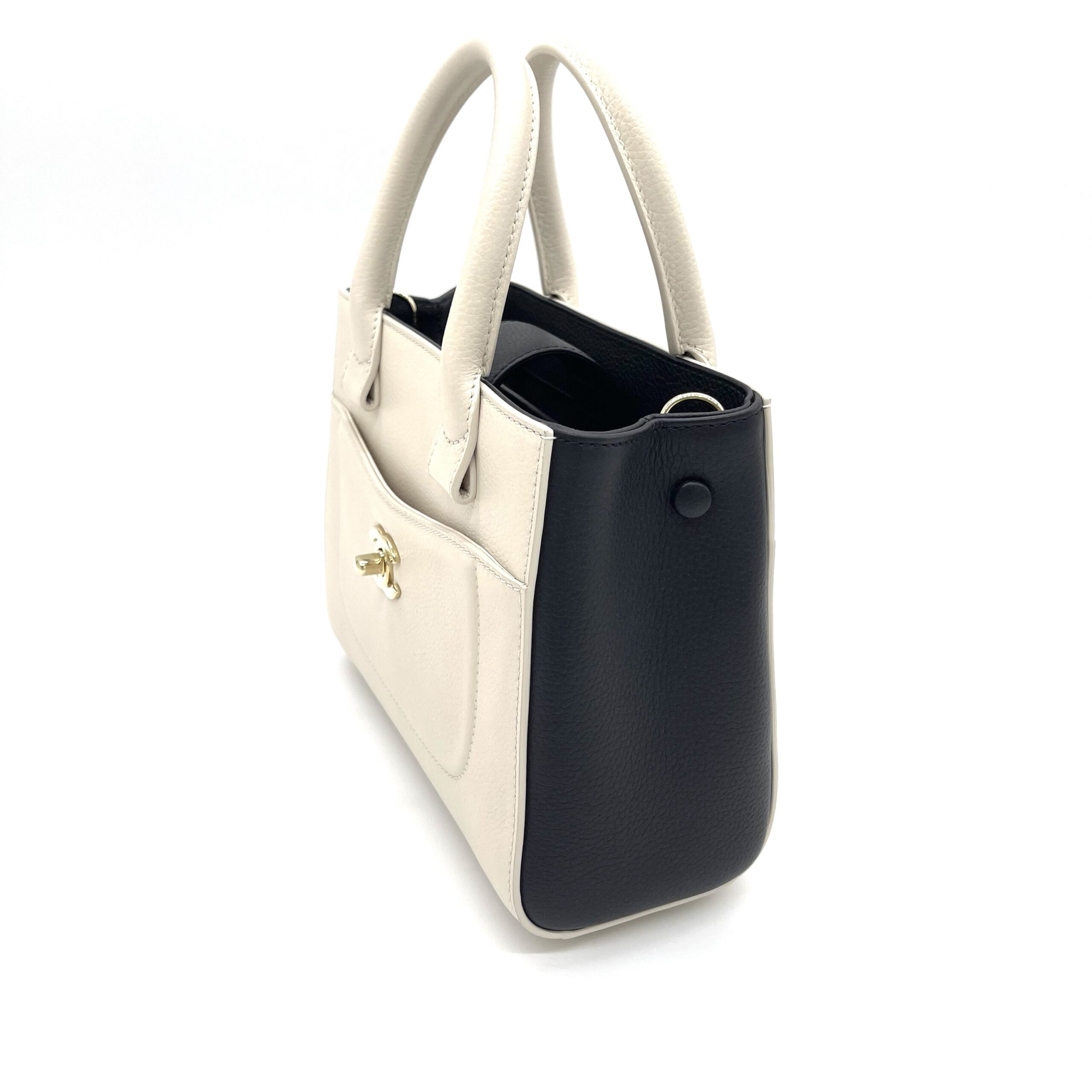 CHANEL Beige/Black Grained Calfskin Leather Neo Executive Mini Tote Bag - Image 2