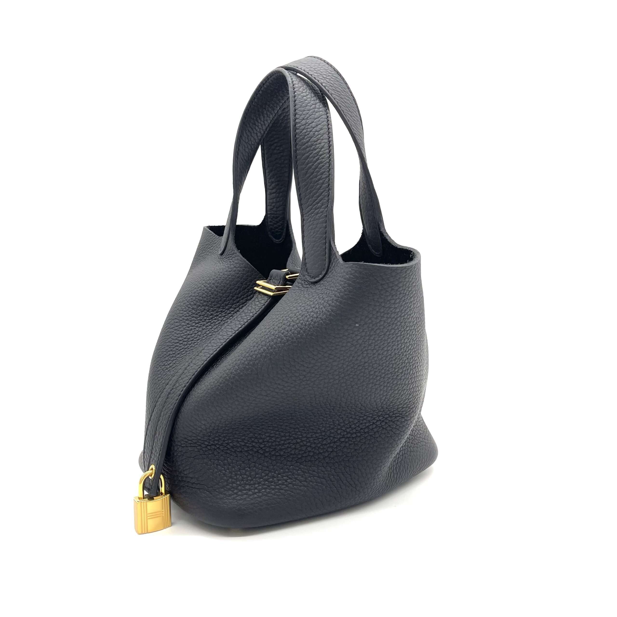 Hermès Taurillon Clemence Picotin Lock 18 PM – Black with Gold - Image 2