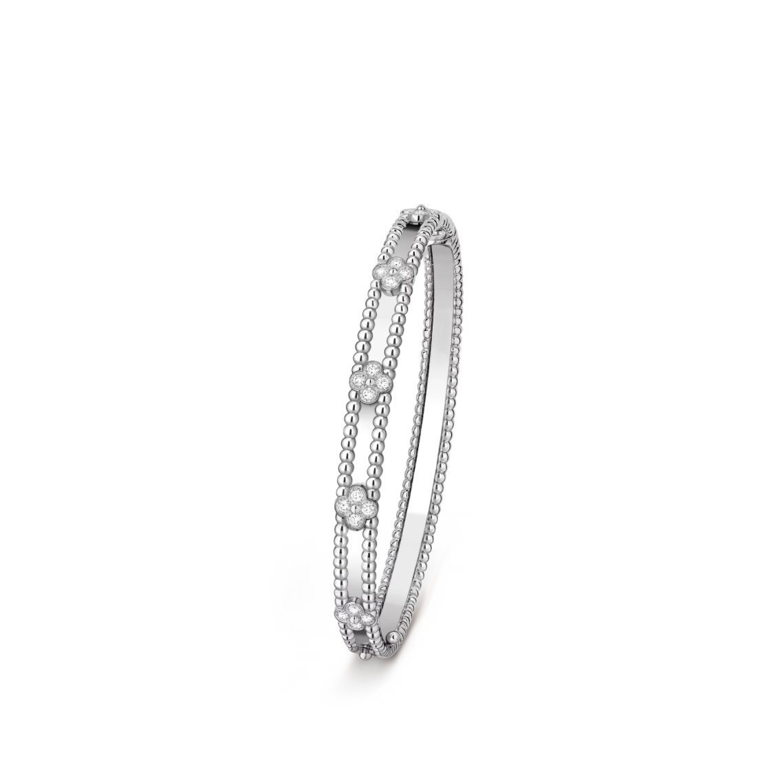 Van Cleef & Arpels Perlée Sweet Clovers Bracelet – 18K White Gold with Diamond