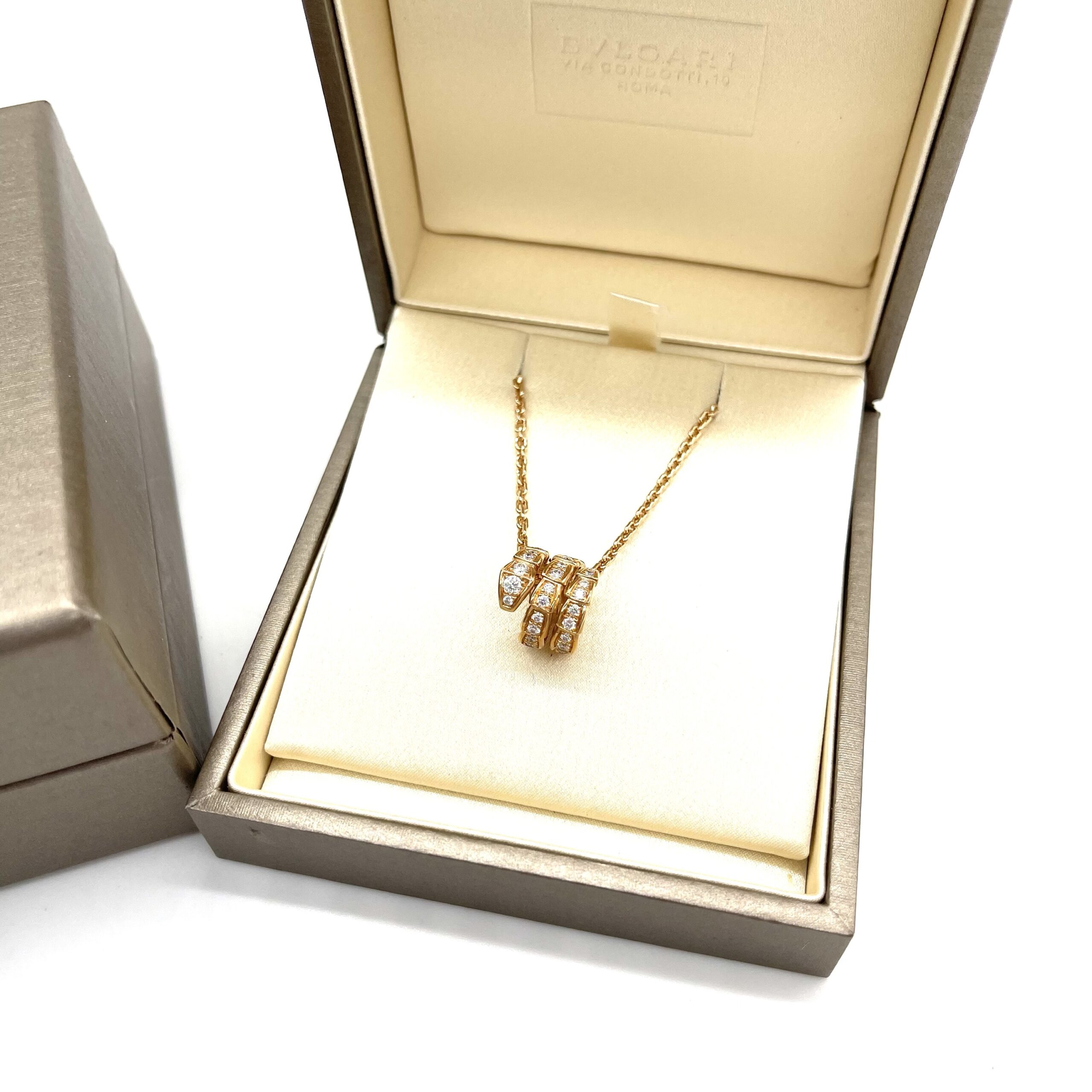 Bvlgari Serpenti Viper 18K Rose Gold Full Pavé Diamond Pendant Necklace - Image 3