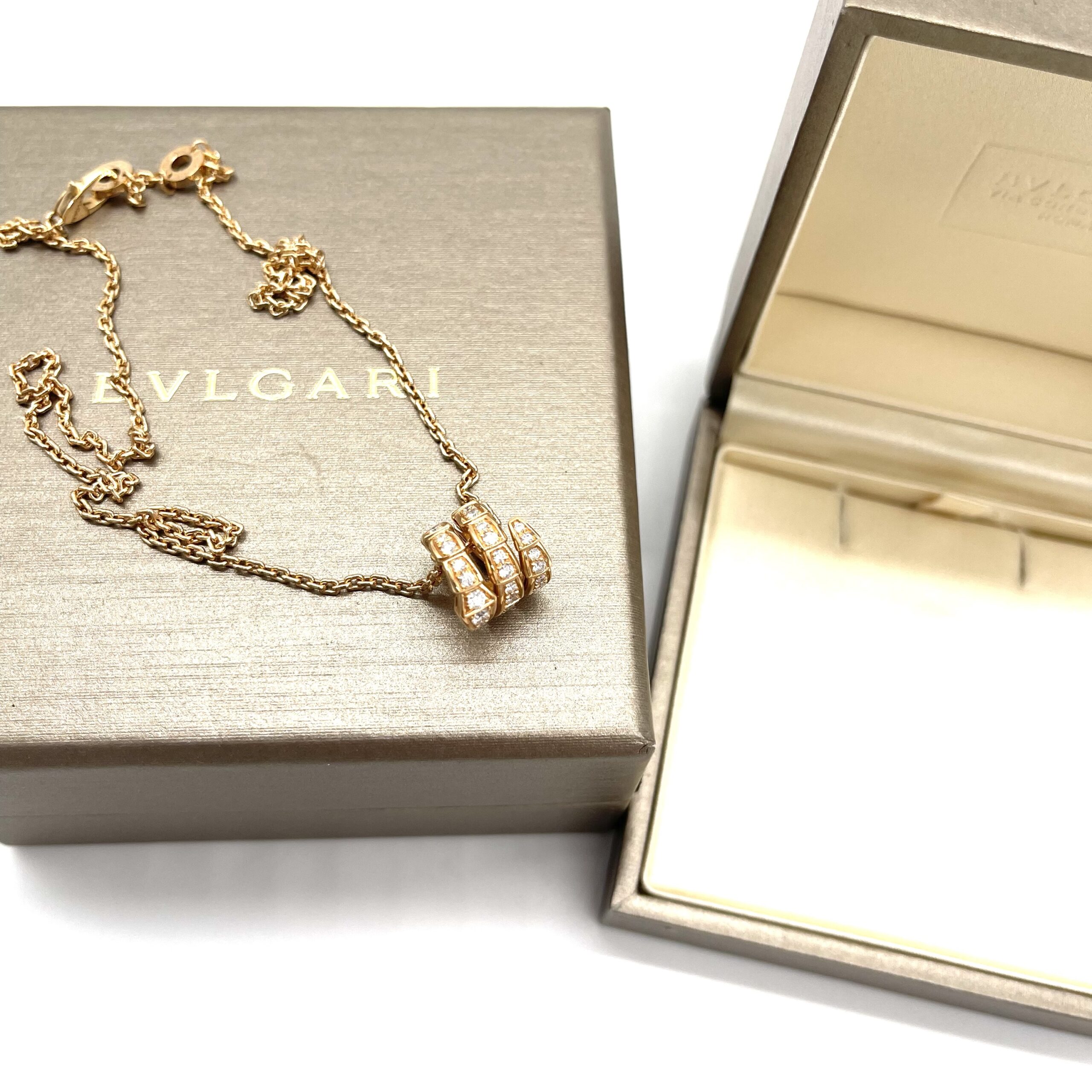 Bvlgari Serpenti Viper 18K Rose Gold Full Pavé Diamond Pendant Necklace - Image 5