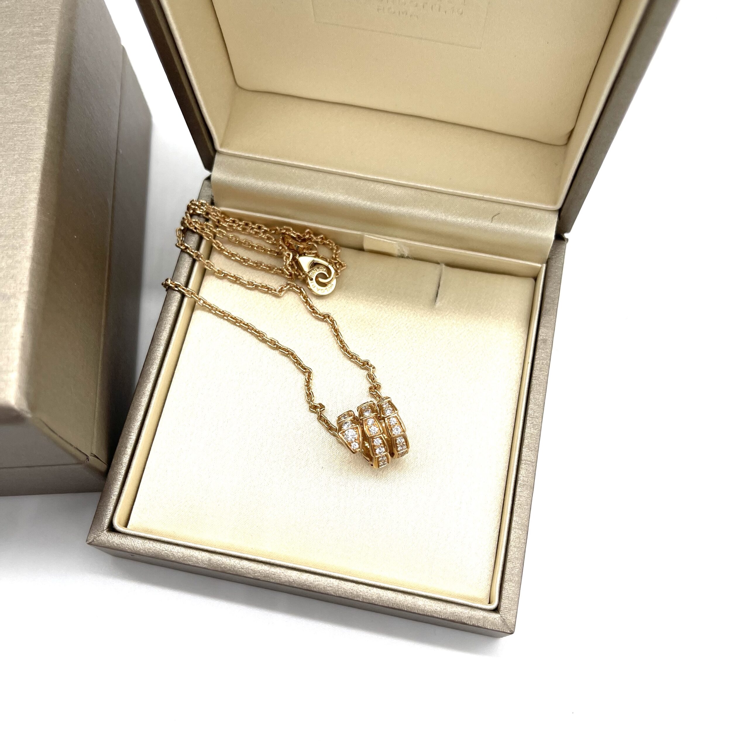 Bvlgari Serpenti Viper 18K Rose Gold Full Pavé Diamond Pendant Necklace - Image 6