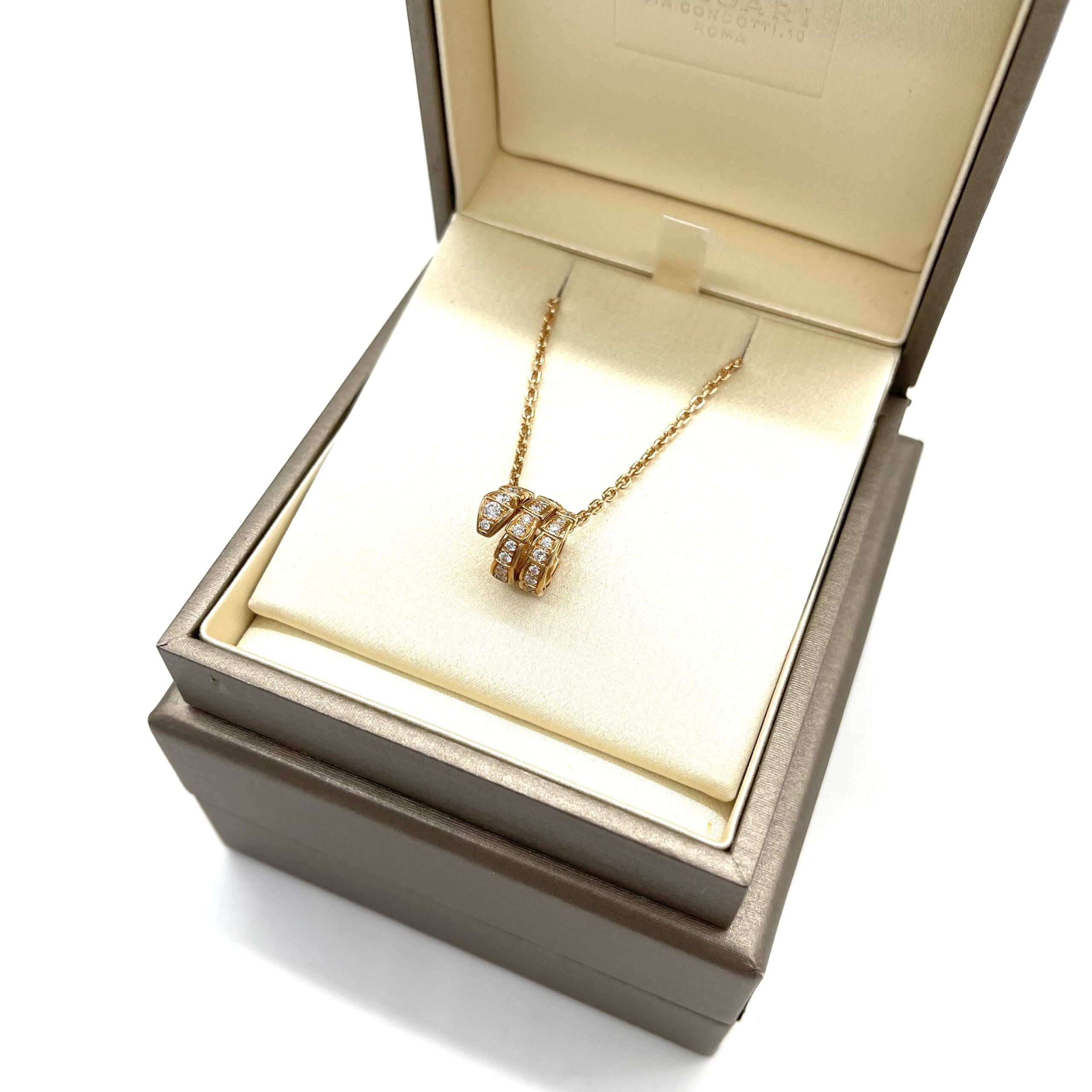 Bvlgari Serpenti Viper 18K Rose Gold Full Pavé Diamond Pendant Necklace - Image 7