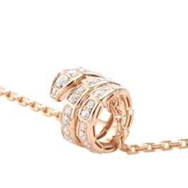 Bvlgari Serpenti Viper 18K Rose Gold Full Pavé Diamond Pendant Necklace