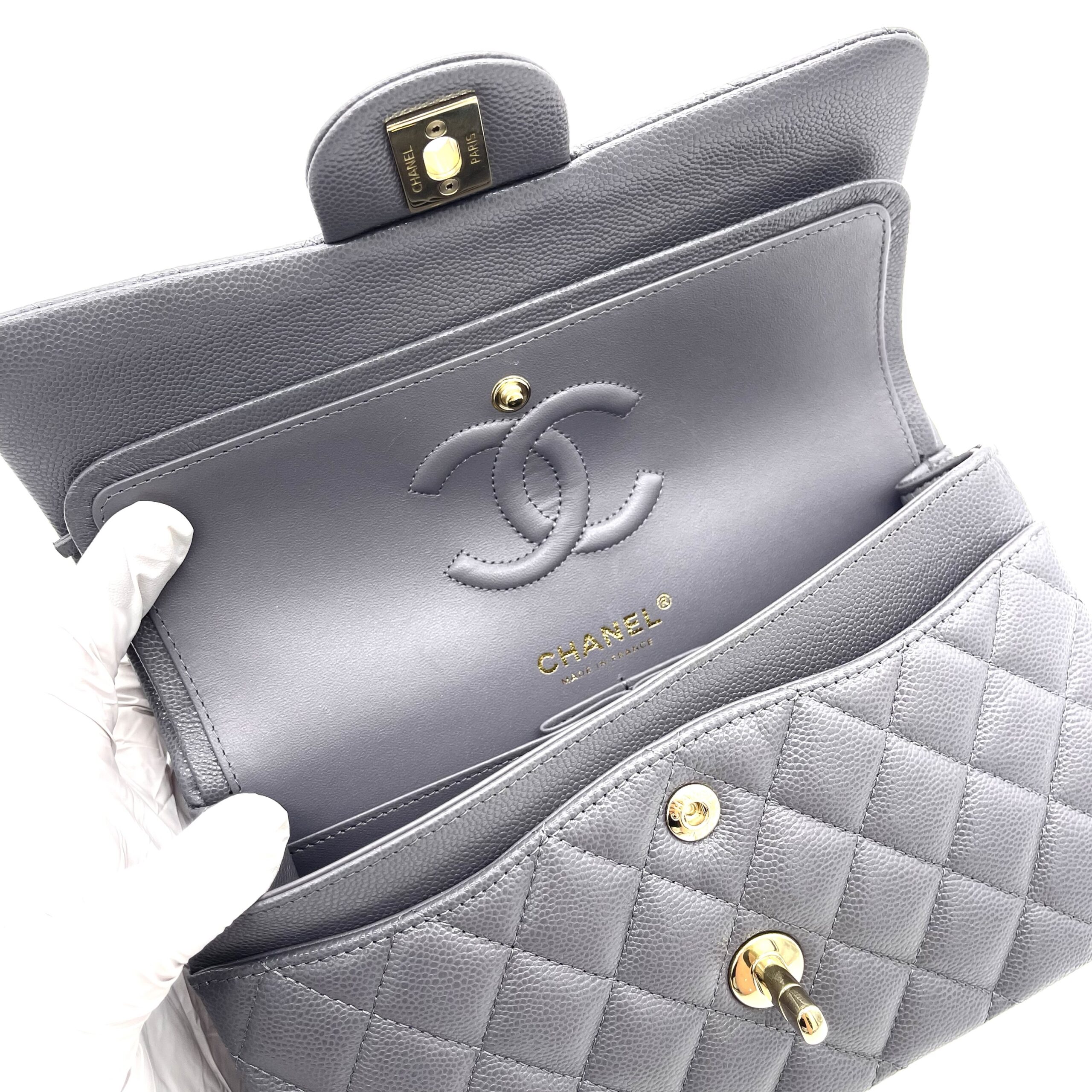 Chanel Classic Small Double Flap Bag – Dark Grey - Image 10