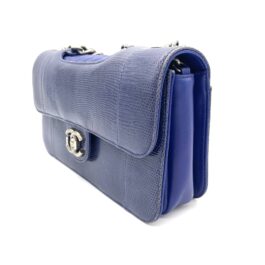 CHANEL Blue Lizard Skin Medium Perfect Edge Flap Bag – Silver Hardware