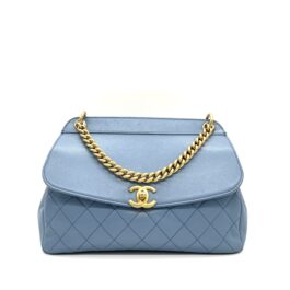 CHANEL Medium Blue Calfskin Curve Flap Bag