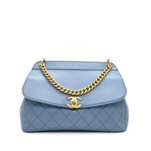 CHANEL Medium Blue Calfskin Curve Flap Bag