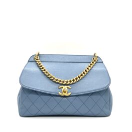 CHANEL Medium Blue Calfskin Curve Flap Bag