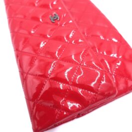 Chanel Quilted Red Patent Leather Foldover Clutch