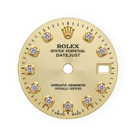 Rolex Oyster Perpetual Date Just Gold 10pt Diamond With Gold Border Dial 26mm