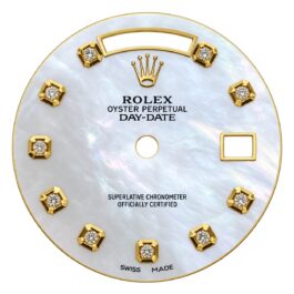 Rolex Oyster Perpetual Day-Date Pearl 10pt Diamond With Gold Border/ Date Ref 18038 Watch Dial 36mm