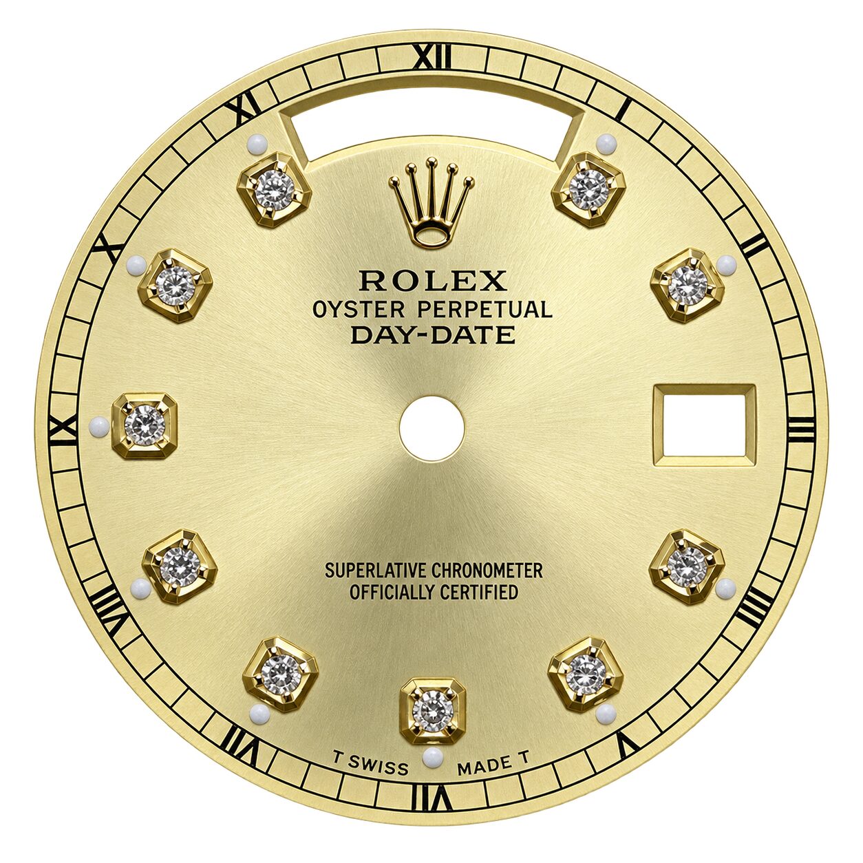 Rolex Oyster Perpetual Day-Date President Gold 10pt Diamond With Gold Border/Date Ref 18338 Watch Dial 36mm