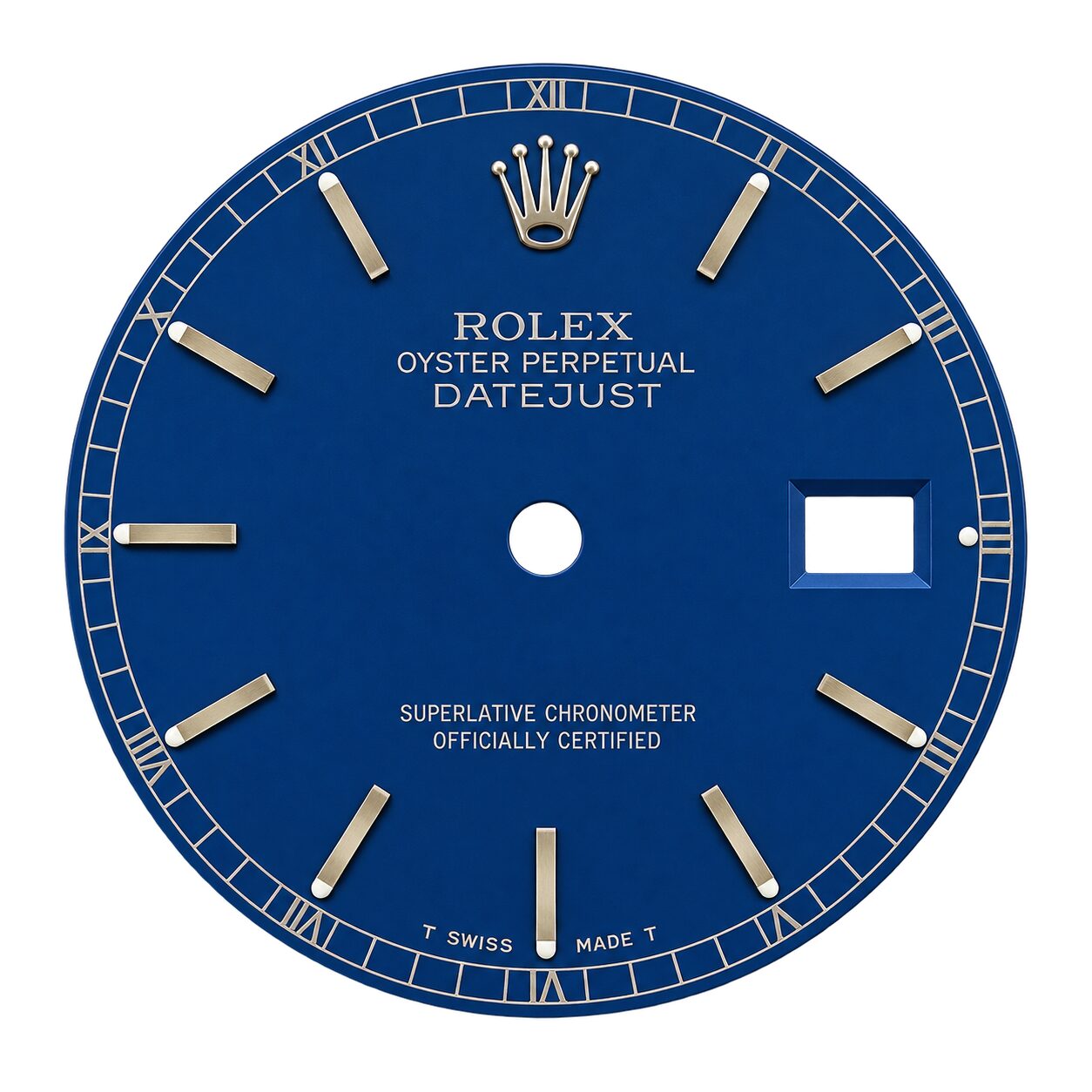 Guaranteed Authentic Rolex Oyster Perpetual Datejust With Date Model 16220 Superlative Chronometer Officially Certified Swiss Made Dark Blue Dial 36mm