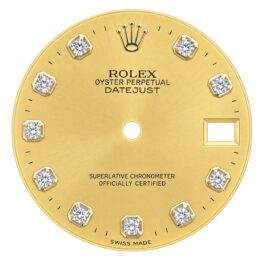 Guaranteed Authentic Rolex Oyster Perpetual DateJust Gold 10pt Diamond With Gold Border Watch Dial 31mm