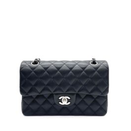 Chanel Small Classic Double Flap Bag Black Lambskin Silver Hardware