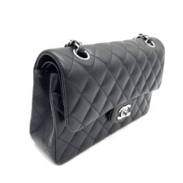 Chanel Small Classic Double Flap Bag Black Lambskin Silver Hardware