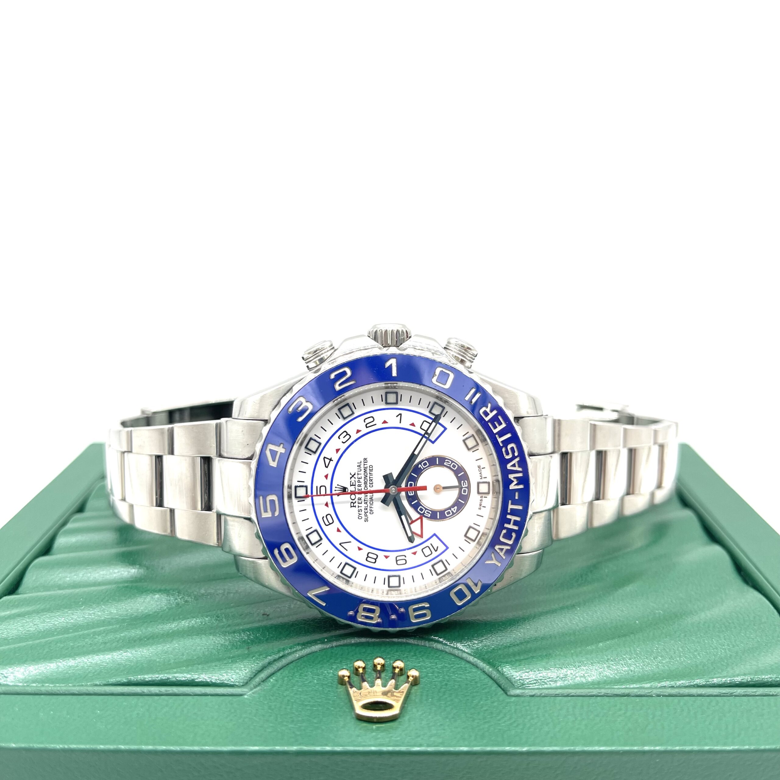 Rolex Yacht-Master II 44mm Stainless Steel White Dial Blue Ceramic Bezel 116680