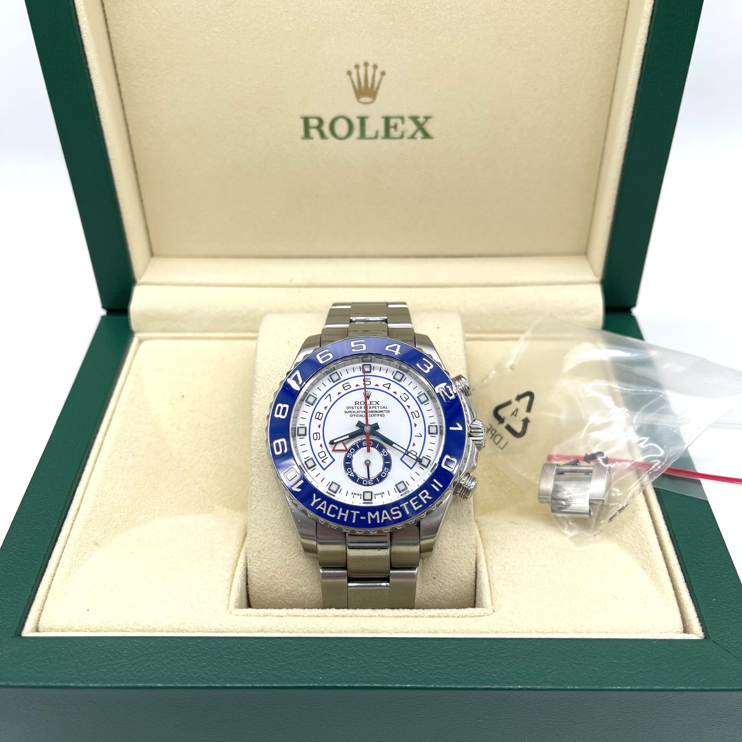 Rolex Yacht-Master II 44mm Stainless Steel White Dial Blue Ceramic Bezel 116680 - Image 4