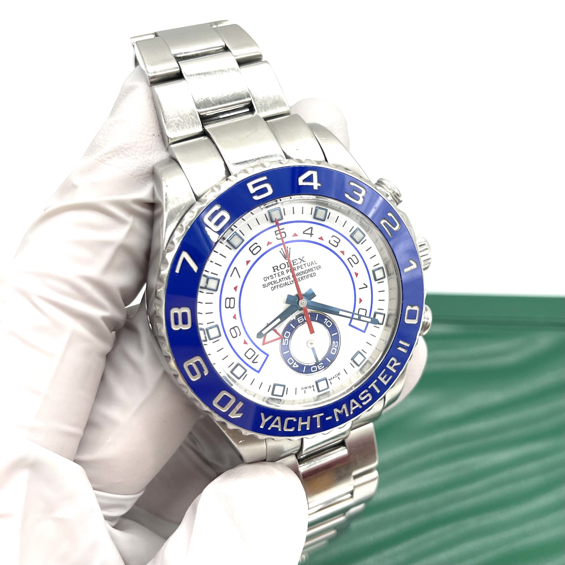 Rolex Yacht-Master II 44mm Stainless Steel White Dial Blue Ceramic Bezel 116680 - Image 6