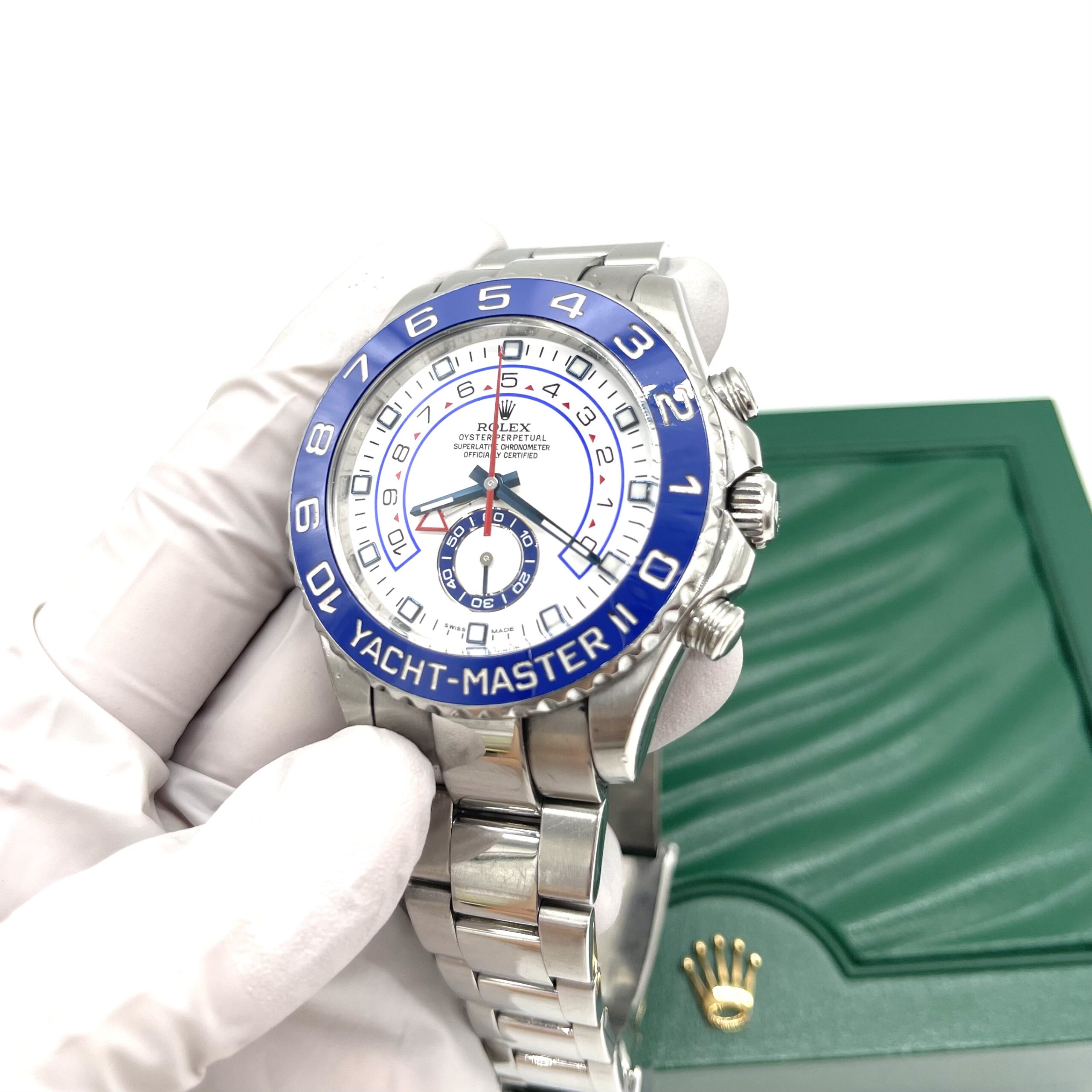 Rolex Yacht-Master II 44mm Stainless Steel White Dial Blue Ceramic Bezel 116680 - Image 7