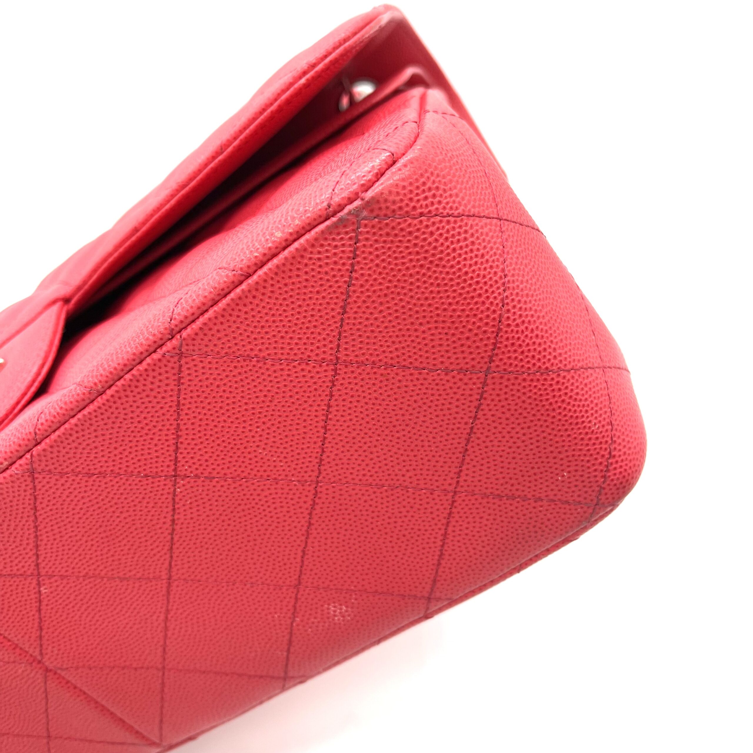 Chanel Classic Large Double Flap Bag Fuchsia Pink Quilted Caviar Leather Silver Hardware No. 28711 - Image 5