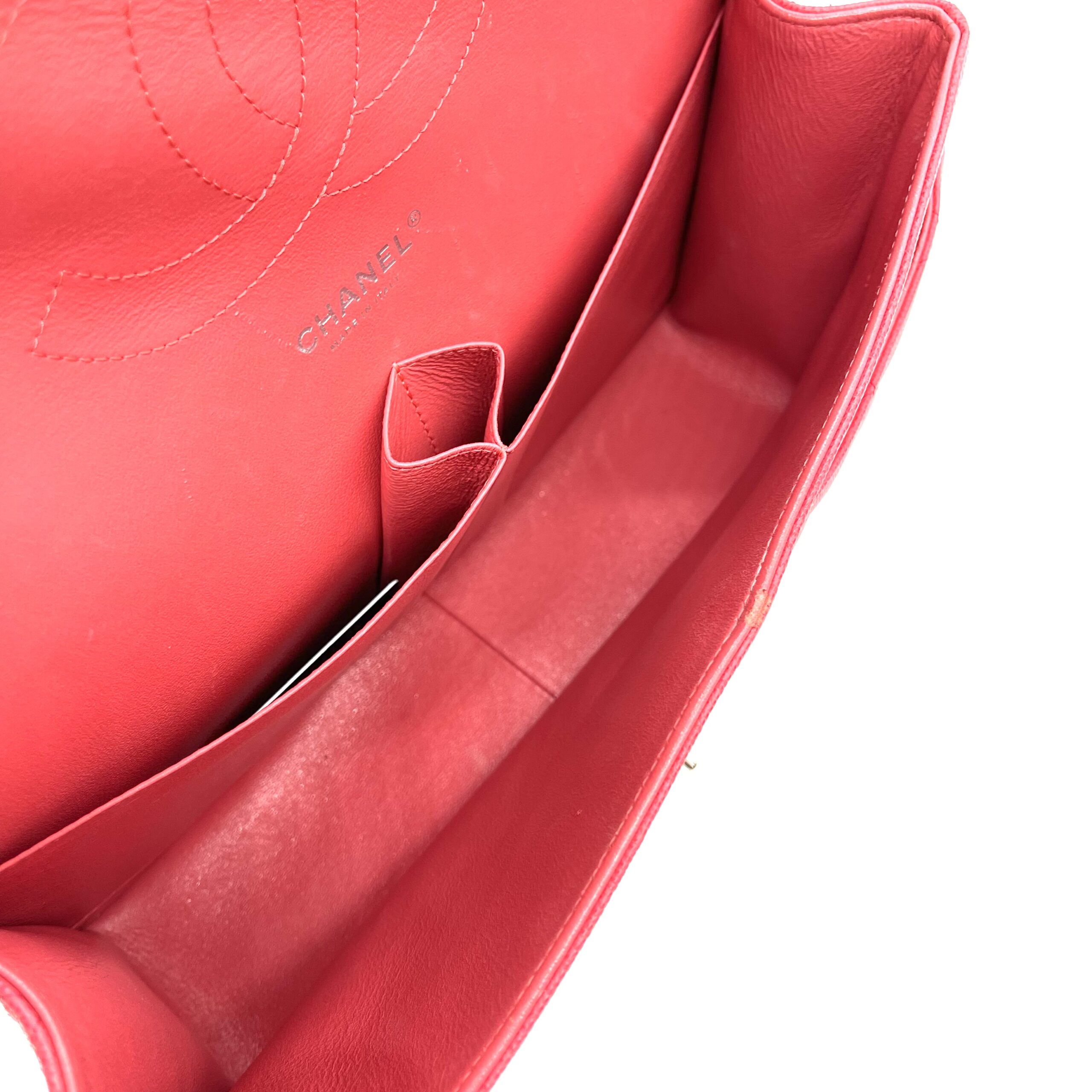 Chanel Classic Large Double Flap Bag Fuchsia Pink Quilted Caviar Leather Silver Hardware No. 28711 - Image 8