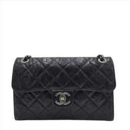 Chanel Crumpled Grained Calfskin Jumbo CC Crave Flap Black