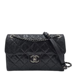 Chanel Crumpled Grained Calfskin Jumbo CC Crave Flap Black