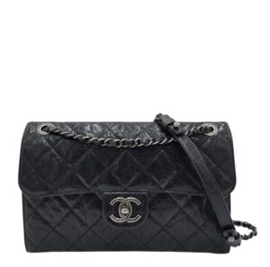 Chanel Crumpled Grained Calfskin Jumbo CC Crave Flap Black
